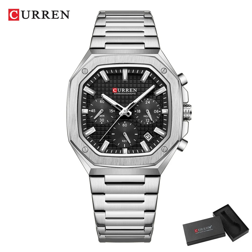 Curren Men's Sports Watch - Multifunctional Luminous Steel Bracelet Timepiece