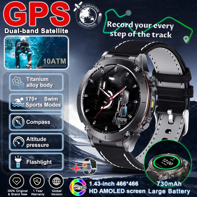 For HUAWEI GPS Smart Watch 10ATM Waterproof Built-in Dual-Band GNSS BT Call Compass  MIL-STD 810H Grade Military Smartwatch 2025