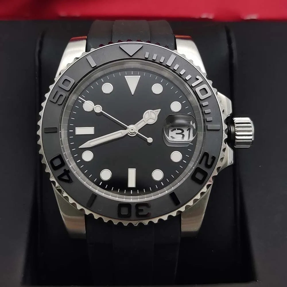 40MM Fashion Watch NH35 Movement Perpetual Calendar Waterproof Luminous Automatic Mechanical Watch Sapphire Glass Rubber Strap