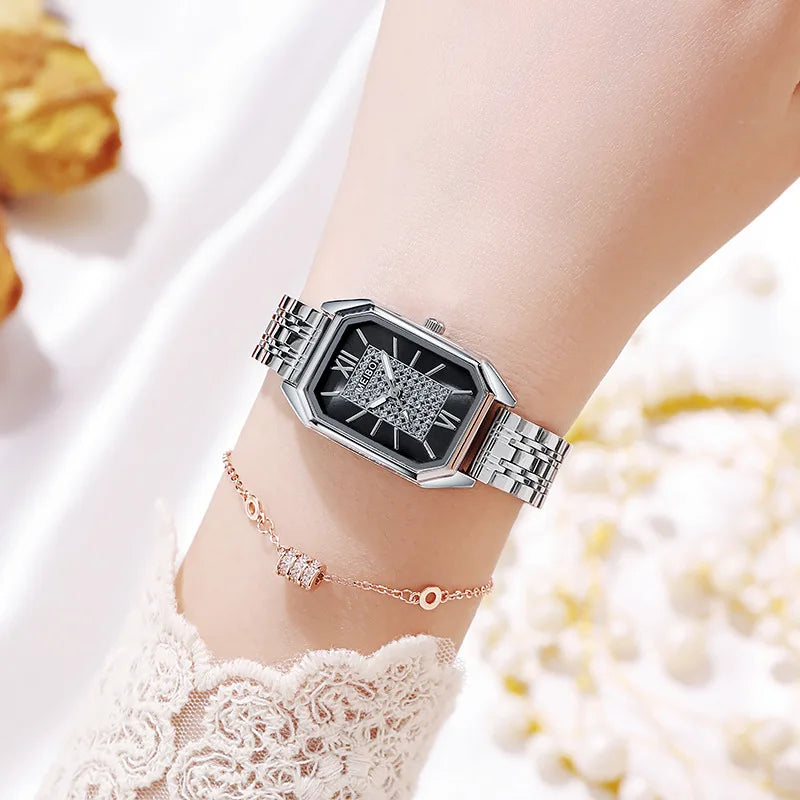 Women Luxury Famous Brand Watches Womens Stainless Steel Rectangle Quartz Watch For Women Fashion Dress Watches Relogio Feminino