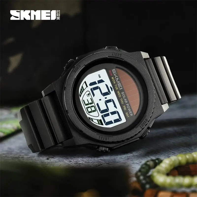 SKMEI Multifunctional Digital Watch Solar Energy Sports Electronics Watches For Men Fashion 5Bar Waterproof Chrono Wristwatches
