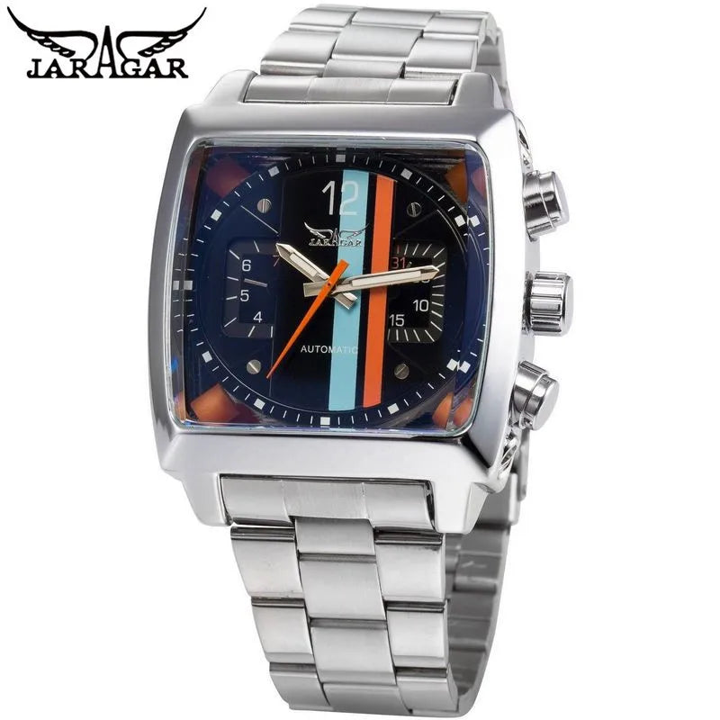 Jaragar Architect 569 - Retro Square Automatic Watch with Calendar Display