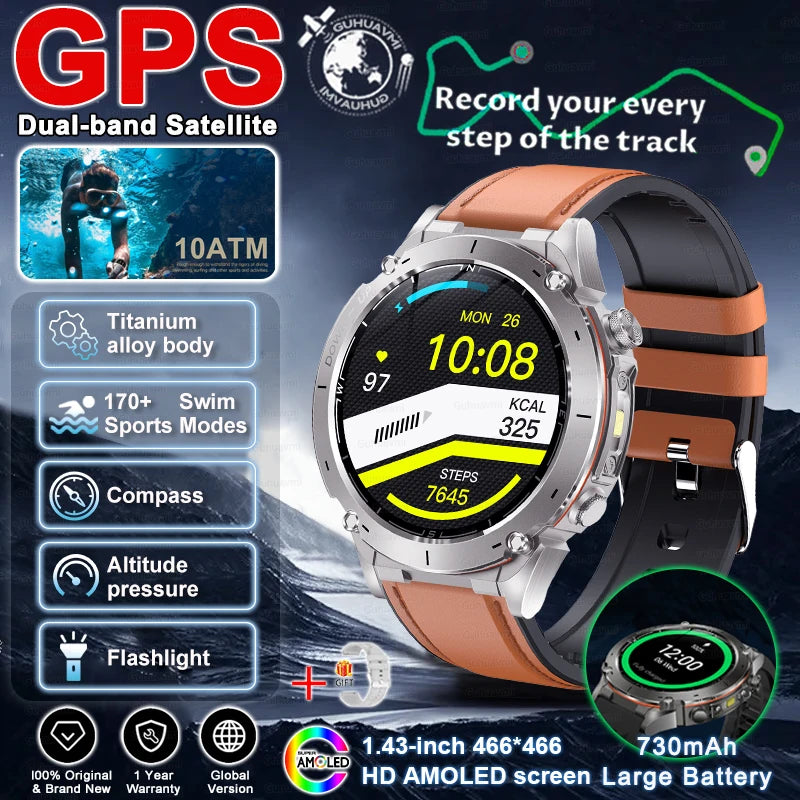 For HUAWEI GPS Smart Watch 10ATM Waterproof Built-in Dual-Band GNSS BT Call Compass  MIL-STD 810H Grade Military Smartwatch 2025