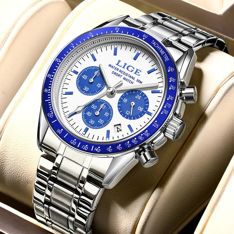 LIGE Titanium Pro - Full Steel Waterproof Business Chronograph