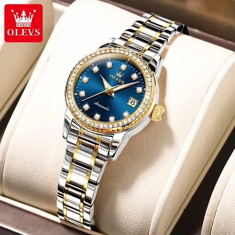 OLEVS-7003 Automatic Mechanical Watches Women Waterproof Luminous Calendar Women Wrist Watch Luxury Watch 2023