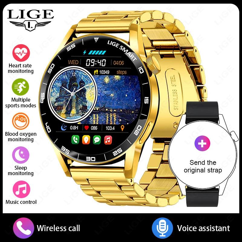 LIGE VoiceLink 2025 - Voice Calling HD Smartwatch IP68 Waterproof