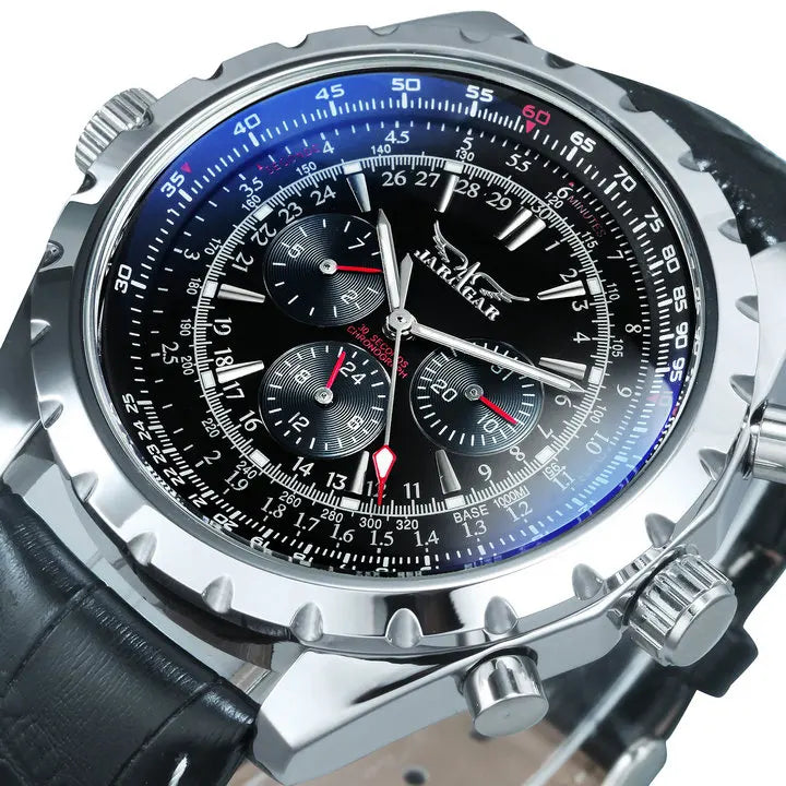 Jaragar Commander Military Automatic Watch - Triple Sub-Dial Tactical Chronograph