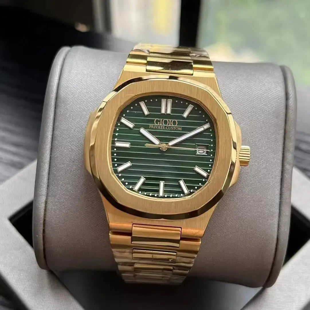 Luxury New Elegant Mens Automatic Mechanical Watch 5711 Simple 904L Stainless Steel Calendar Silver Yellow Gold Blue Green