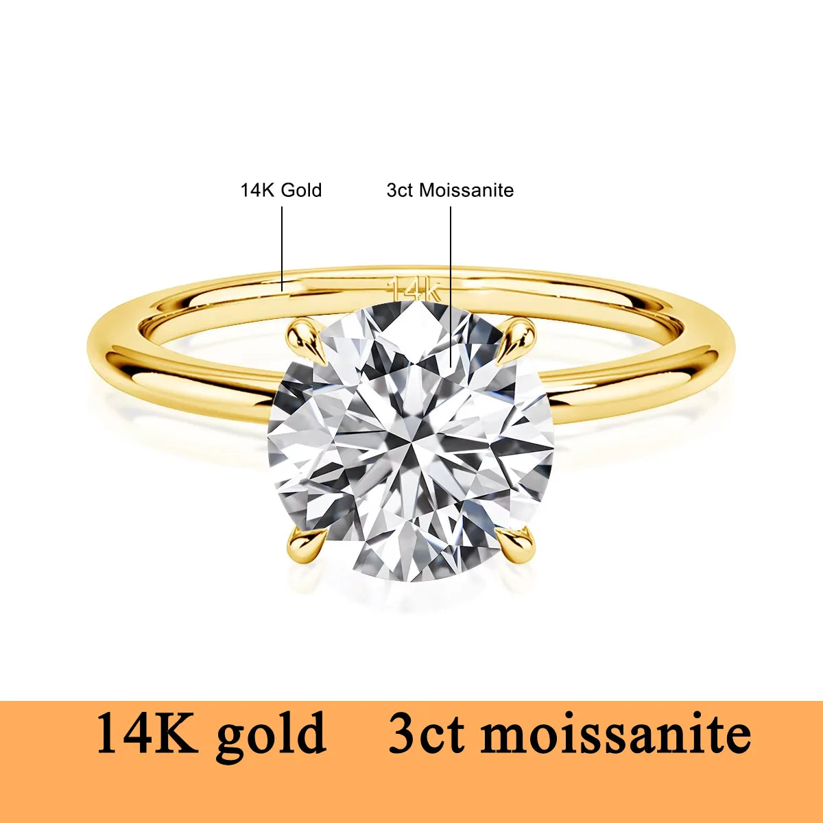 14K Gold Moissanite Women's Ring