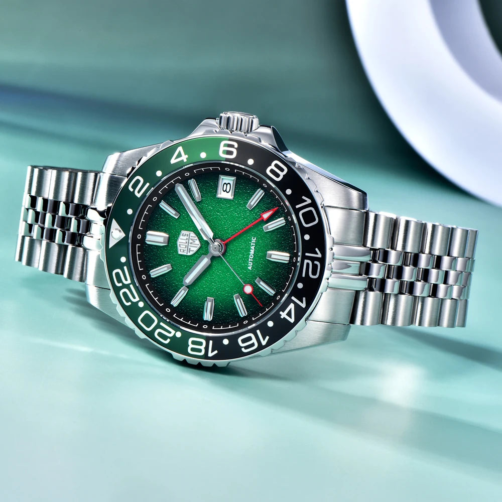 2025 New GMT Men's Watches RollsTimi Automatic Watch For Man NH34 Mechanical Wristwatches AR Sapphire Mirror Luminous Waterproof