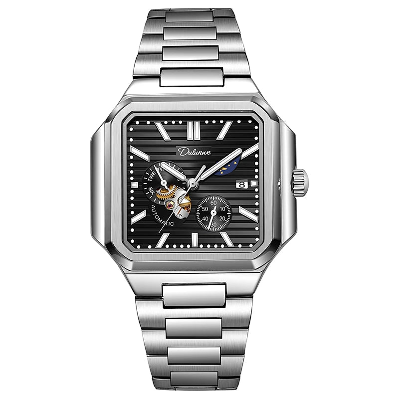 Fashion Men's Moon Phase Sport  Watch Automatic Mechanical Waterproof Luminous Wrist Watches Men Clock Horloges Mannen