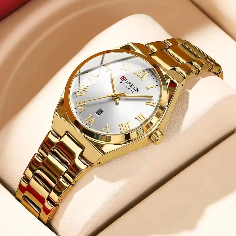 Curren 9095 Women's Luxury Watch - Elegant Stainless Steel Waterproof Quartz Timepiece