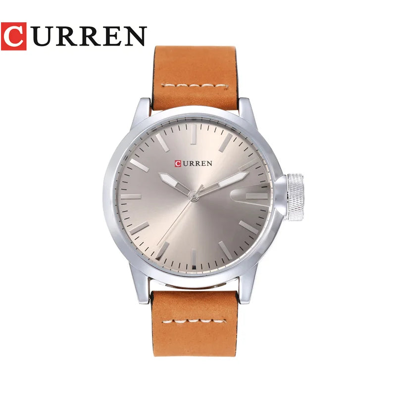 Curren 8208 Men's Big Face Watch - Bold Casual Quartz Timepiece with Steel Band