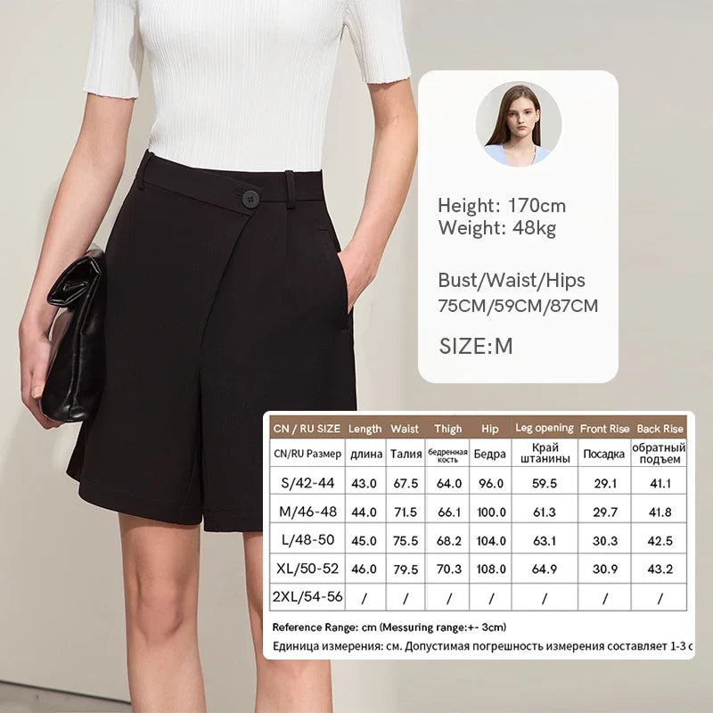 AMII Minimalist Women's Blazer Jacket Shorts 2025 Spring New Fashion Trun Down Collar Mid Length Jacket Basic Shorts 12541161