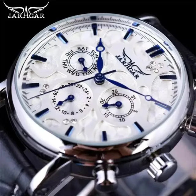 JARAGAR 348 Sports Automatic Mechanical Watch - Retro Week Date Display Men's Timepiece