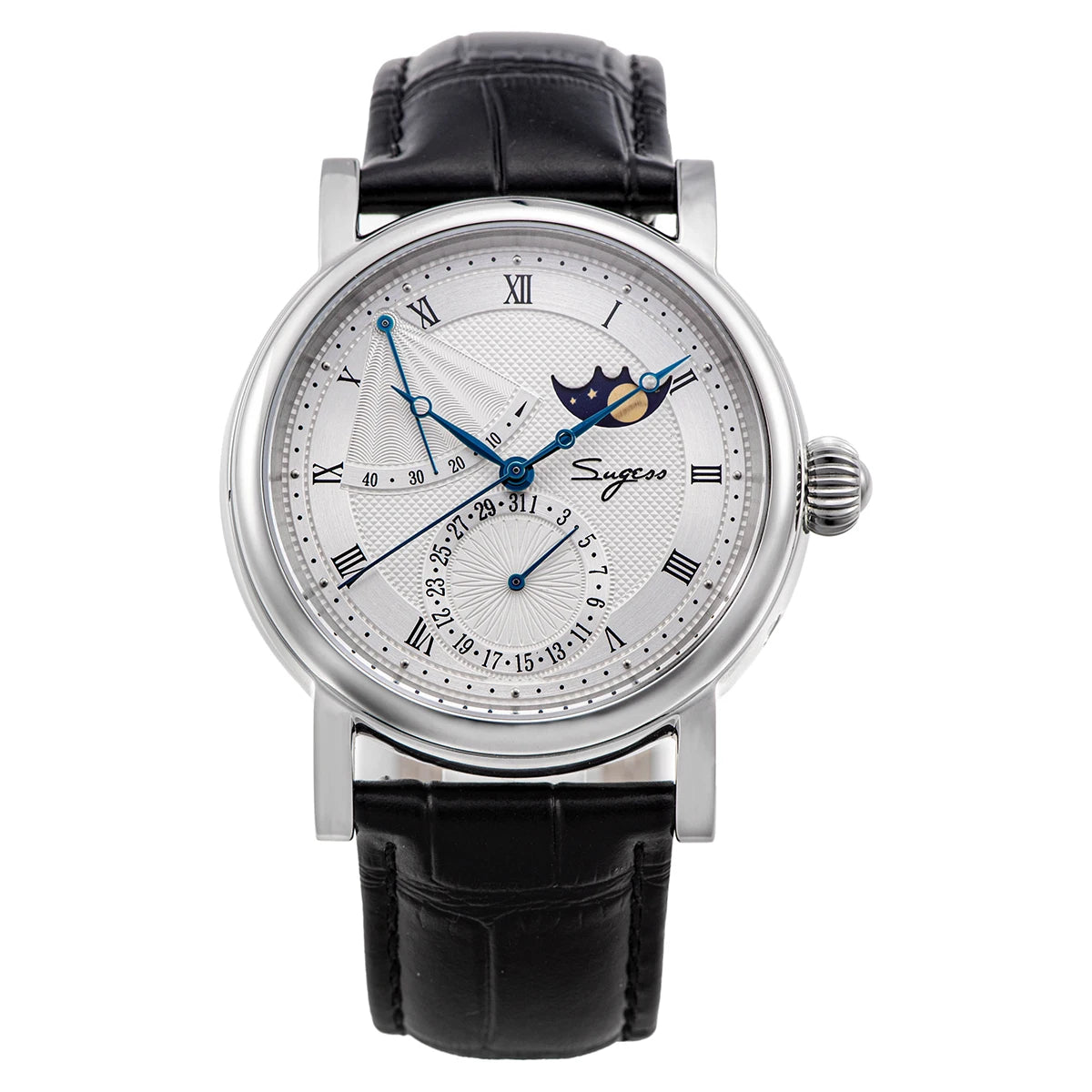 Sugess Moonphase Men's Watch Automatic Mechanical Watches for Tianjin Movement Sapphire Glass Water Resistant Wristwatches New