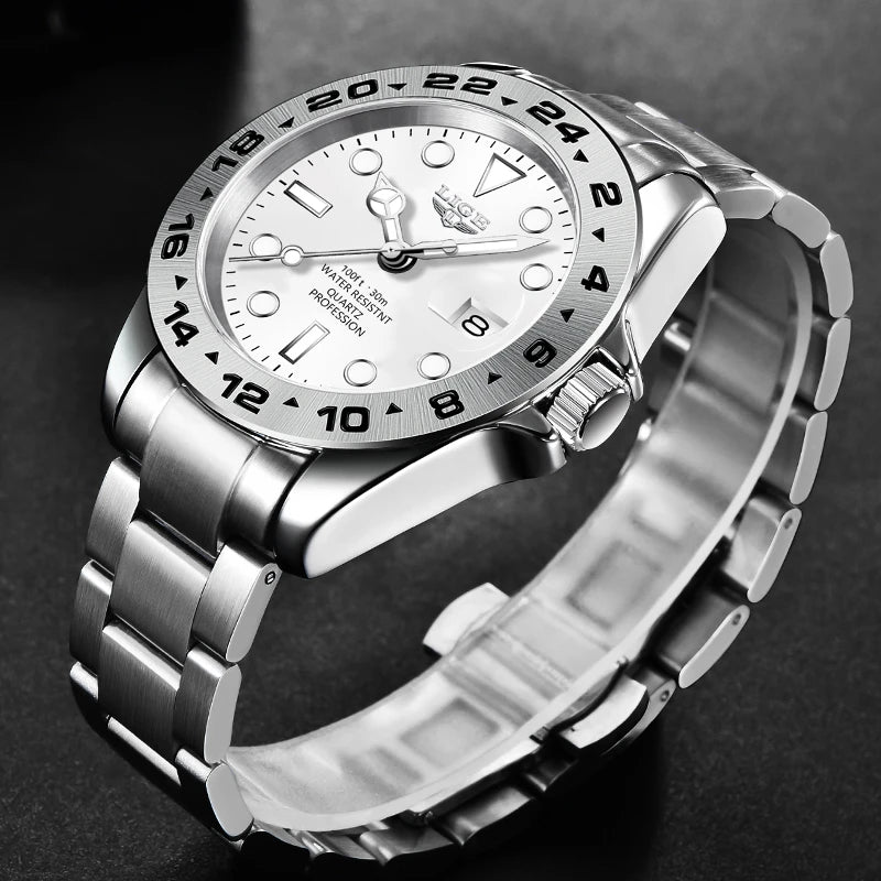 LIGE Steel Authority - Premium Business Waterproof Date Watch