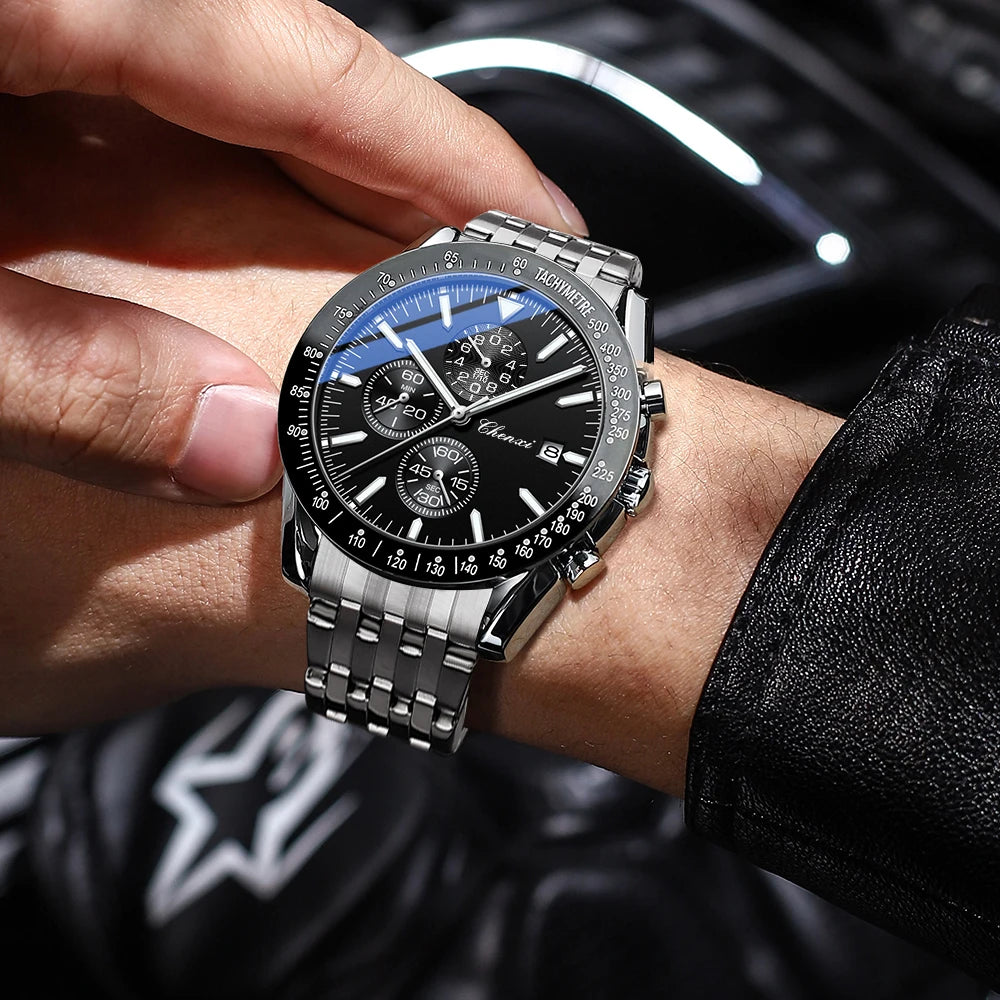 Luxury Sport Chronograph Watch - Waterproof Quartz Timepiece with Multi-Function Display