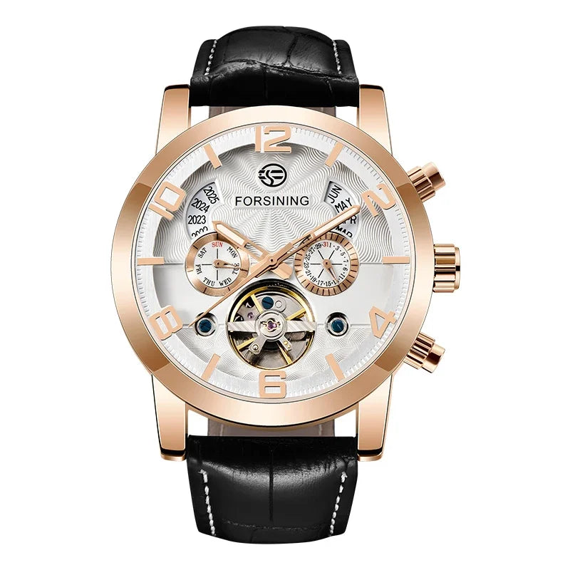 Automatic Tourbillon Sport Watch - Genuine Leather Military Casual Timepiece