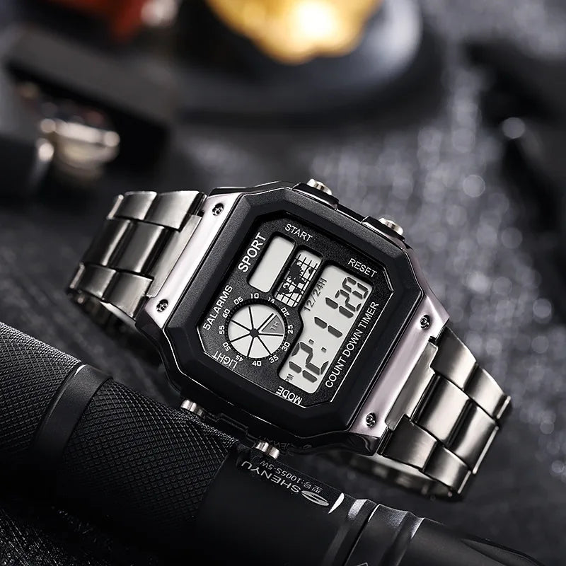 Fashion Sport Watch For Man Luxury Outdoor Stopwatch Led Light Digital Watches Electronic Movement Alarm Clock Men's Wristwatch