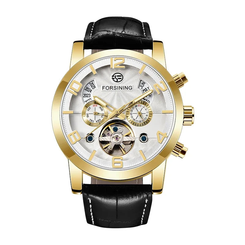 Automatic Tourbillon Sport Watch - Genuine Leather Military Casual Timepiece