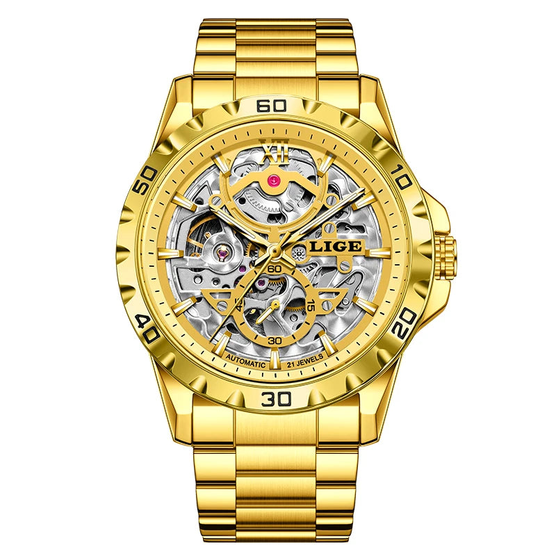 2025 LIGE New Automatic Watches Men Fashion Sports Luxury Mens Watch Waterproof Luminous Tourbillon Mechanical Wristwatch Reloj