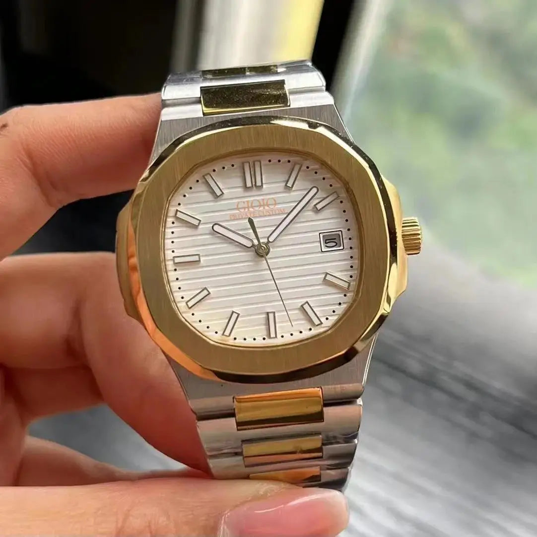 Luxury New Elegant Mens Automatic Mechanical Watch 5711 Simple 904L Stainless Steel Calendar Silver Yellow Gold Blue Green