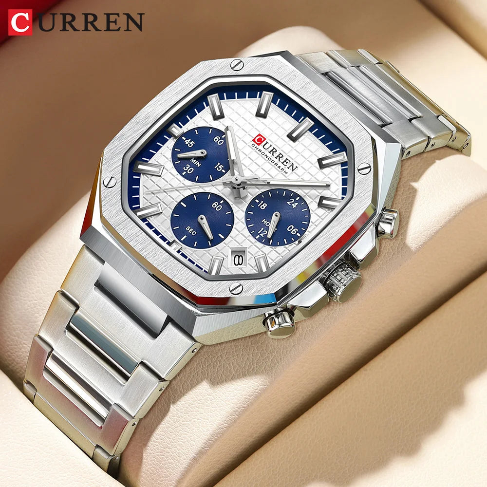 Curren Men's Sports Watch - Multifunctional Luminous Steel Bracelet Timepiece