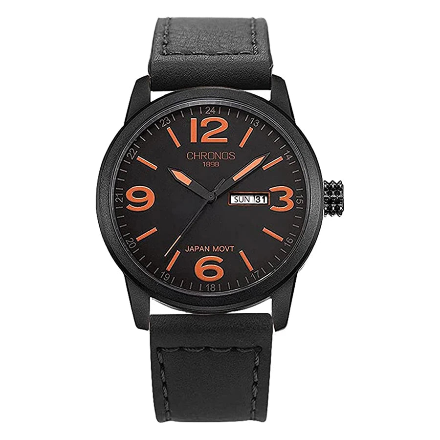 Men's Fashion Causal Calendar Wristwatch Top Brand Waterproof Classic Brown Black Leather Watch Numeral Clock Relogio Masculino