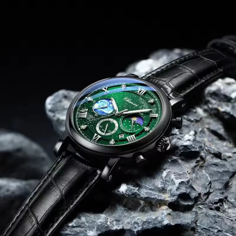 CHENXI 972 Men's Multi-Function Quartz Watch - Waterproof Chronograph with Moon Phase & Calendar