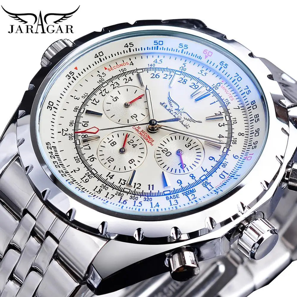 Jaragar Blue Glass Design Automatic Watch