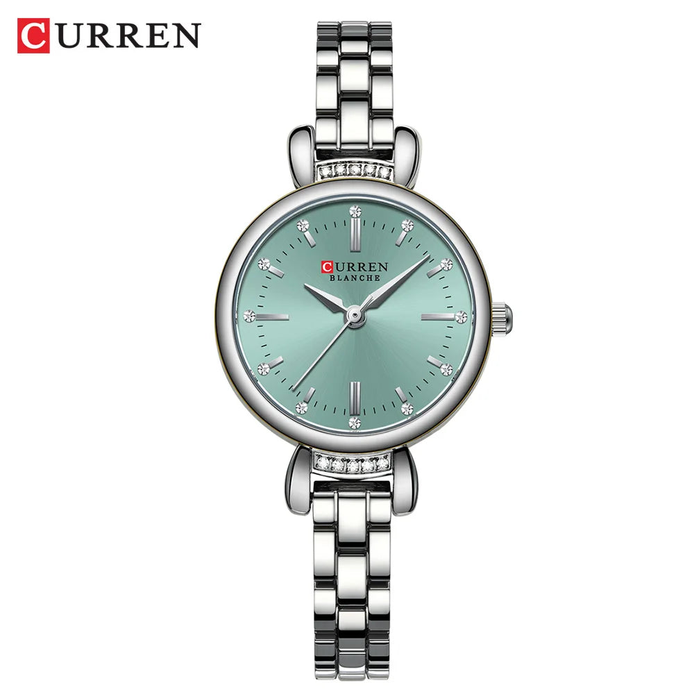 CURREN-Elegant Dress Watch for Women, Luxurious and Exquisite, 28mm Dial with Shinning Rhinestone, Quartz Wristwatch, New
