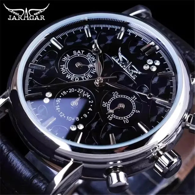 JARAGAR 348 Sports Automatic Mechanical Watch - Retro Week Date Display Men's Timepiece