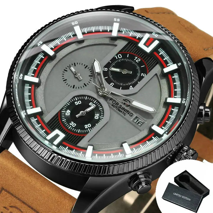 Forsining Men's Sports Mechanical Watch - Automatic Luminous Military Leather