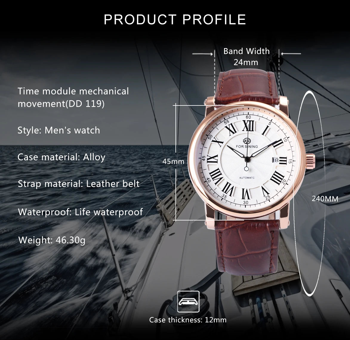 Professional Automatic Calendar Watch - Business Leather Strap