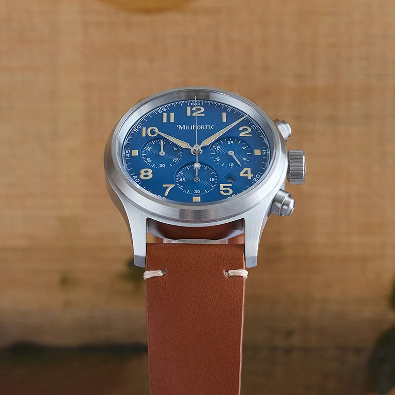 MF Solar Chronograph M069 39mm Military Style Calendar VS75 Stainless Steel Case Wristwatches