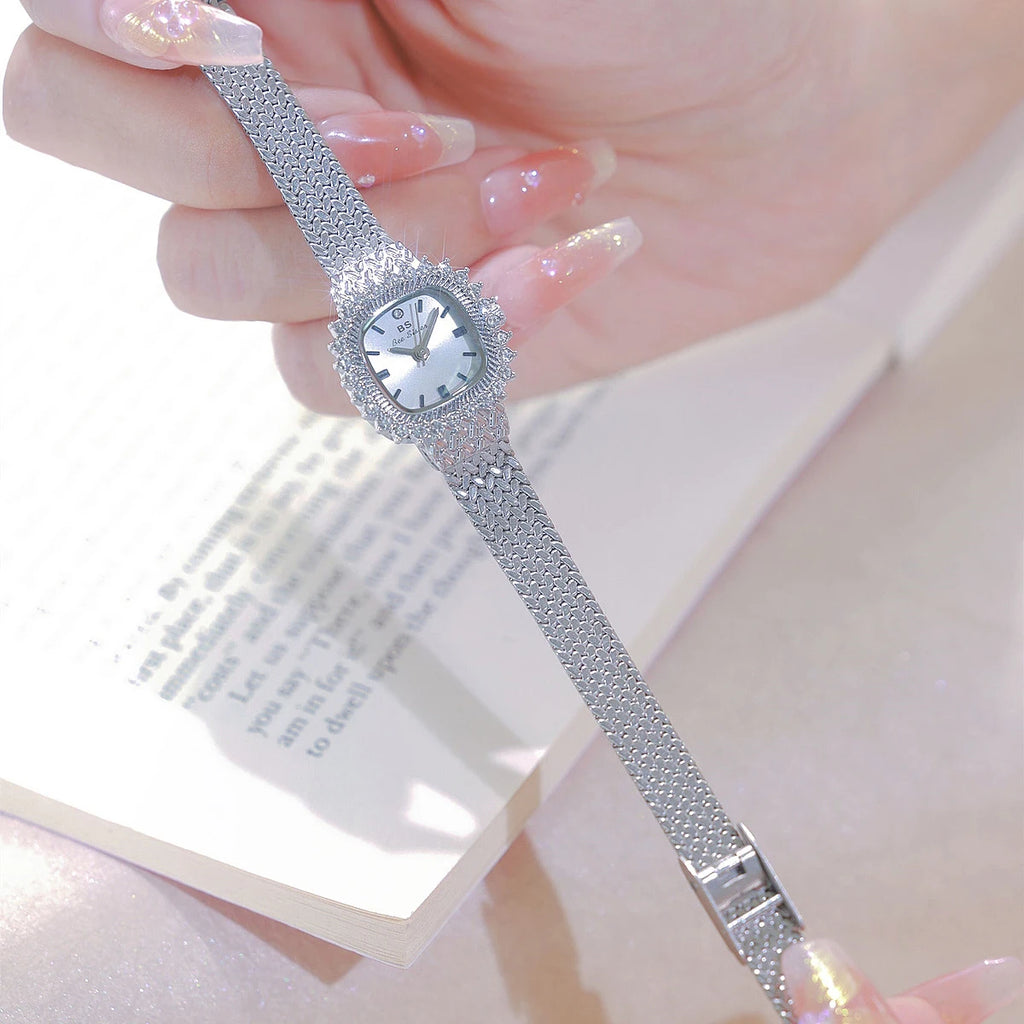 Fashion Brand Luxury Womens Watch With Rhinestones Golden Mesh Diamond Watches Small Ladies Watch For Women Relogios Feminino