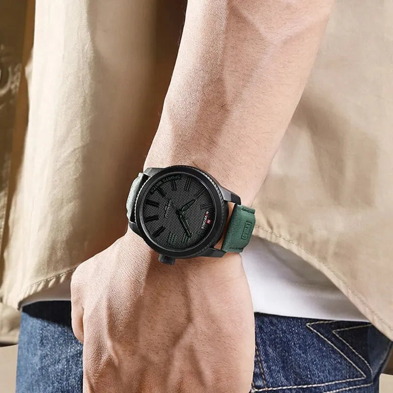 The Shockproof Ranger - Military Leather Sport Watch