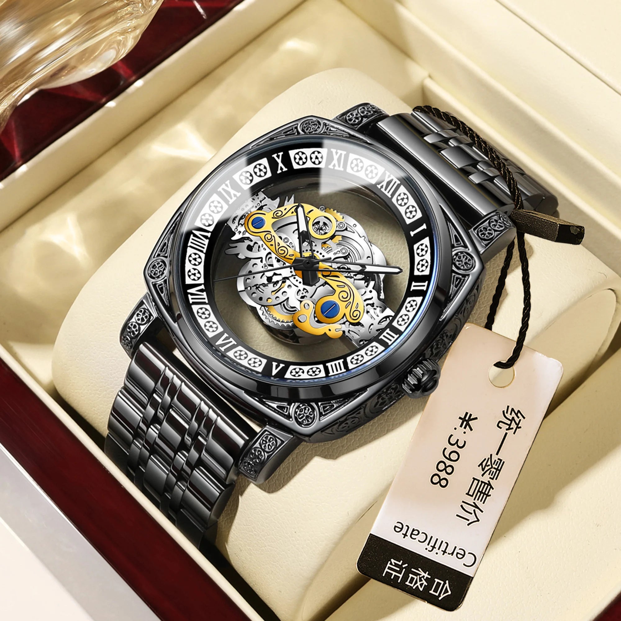 BINBOND Top Brand New 432 Tourbillon Men's Fully Automatic Luminous Hollow Watch Fashion Sports Non Mechanical Watch 2025