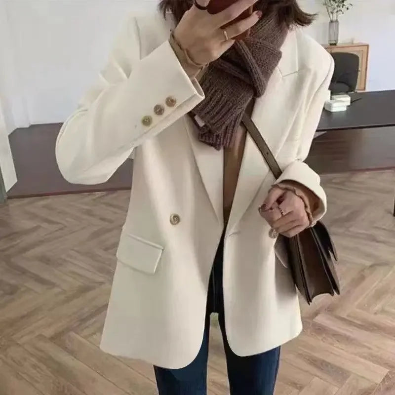 Clothes Jacket Brown Over Coats for Women Black Blazer Woman Dress Outerwears Loose Long Solid on Promotion Sale 2024 Autumn New