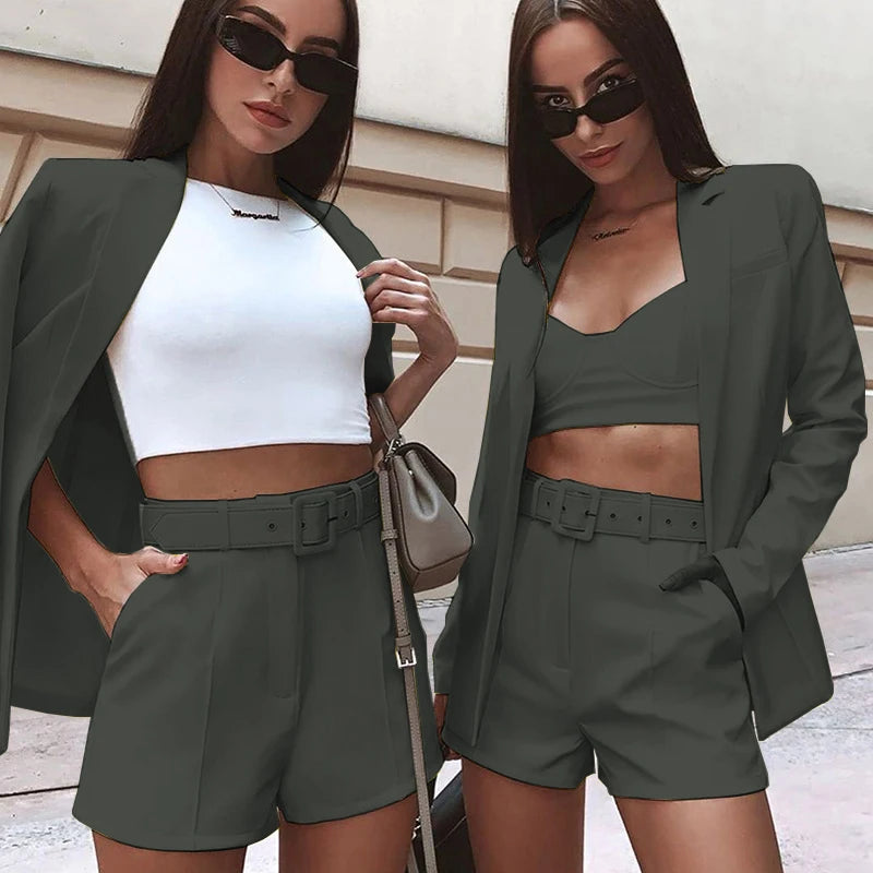 Suit Coat Women's Spring 2023 Women's Fashion Set Cross border Small Suit Belt in Europe and America