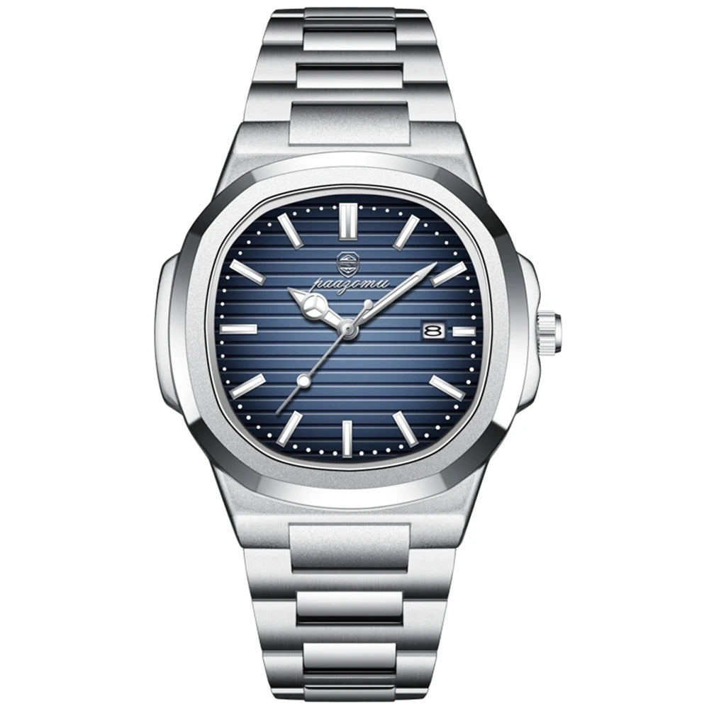 PENGAGAR Trend Men's Watches Classic Fashion Original Quartz Watch for Man Square Dial Waterproof Luminous Date Wristwatch Reloj