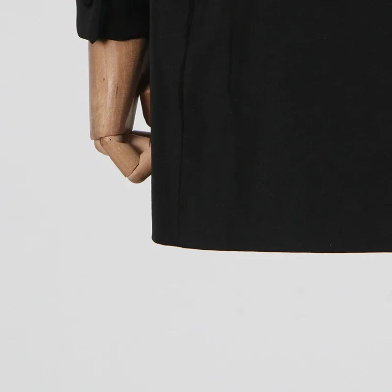 VGH Streetwear Spliceed Diamonds Slim Blazers for Women Notched Collar Long Sleeve Patchwork Button Temperament Coat Female New