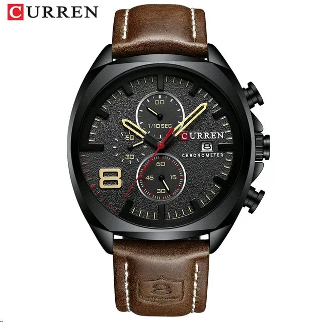 CURREN 8324 Men's Waterproof Sports Watch - Luxury Leather Military Casual Timepiece