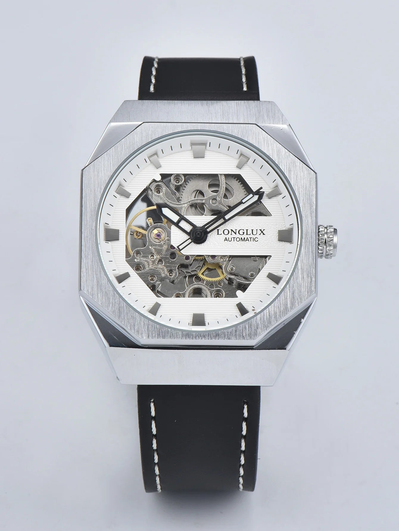 Men automatic watch skeleton waterproof mechanical watches sport outdoors fashion leather mens watch gift For your choice