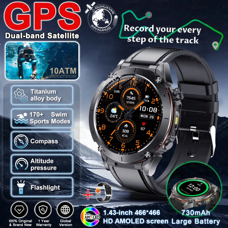 For HUAWEI GPS Smart Watch 10ATM Waterproof Built-in Dual-Band GNSS BT Call Compass  MIL-STD 810H Grade Military Smartwatch 2025