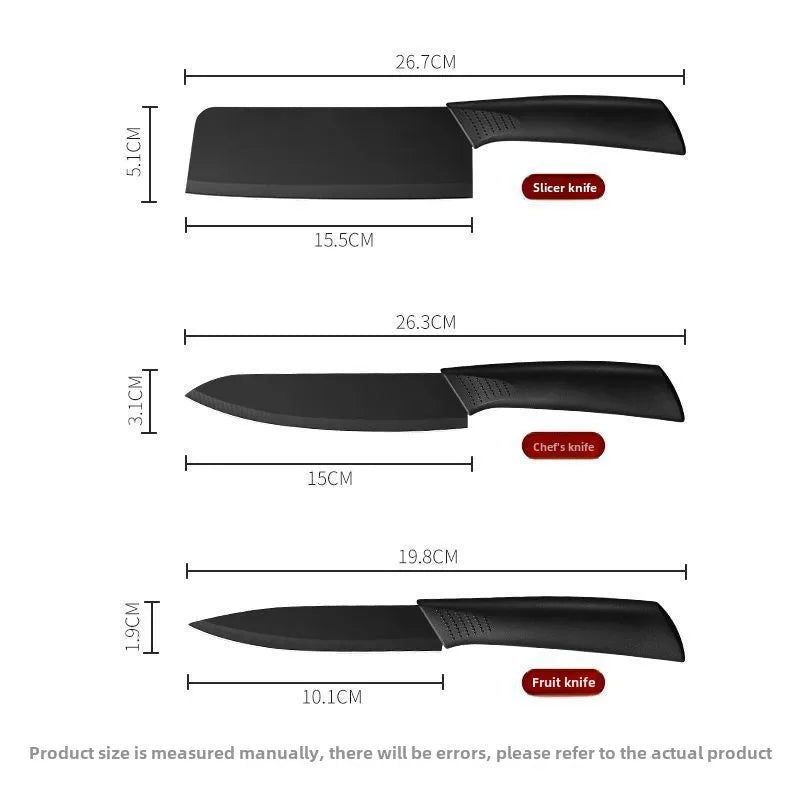 Kitchen Knife Set Chef Knife Black Steel Vegetable Knife Black Fruit Knife Household Kitchen Knife Black Blade