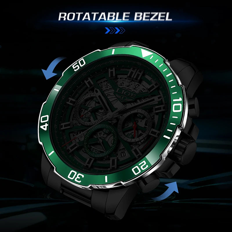 LIGE 2024 Fashion Watches Men Top Brand Business Luxury Mens Watch Sport Waterproof Chronograph Quartz Wristwatches Reloj Hombre