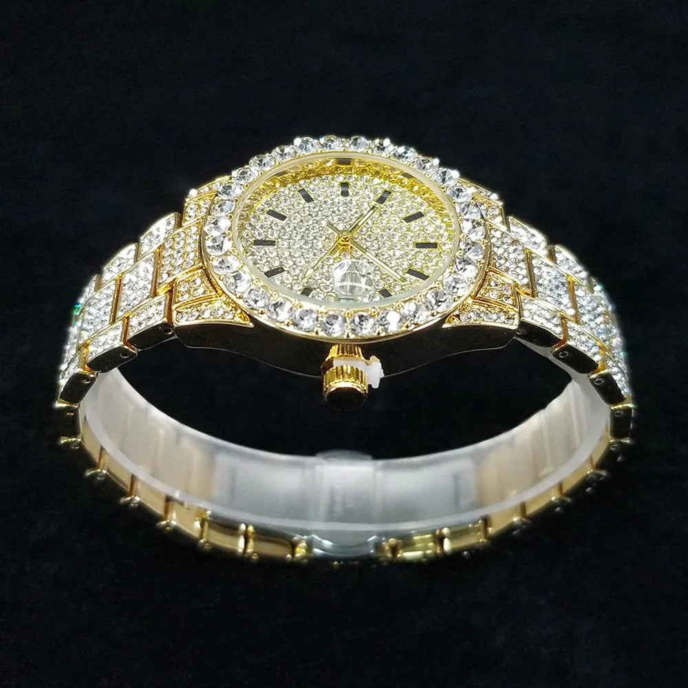 Classic Luxury Diamond Watches Women Fashion Bling Quartz Wristwatch Stainless Steel Iced Out Wedding Dress Accessories Watch