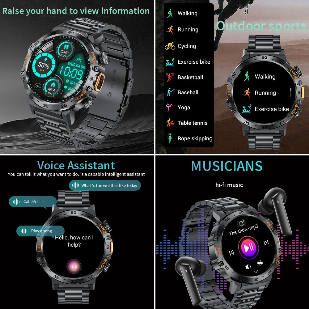 LIGE SmartVision 2025 - AMOLED HD Fitness Smartwatch with Flashlight